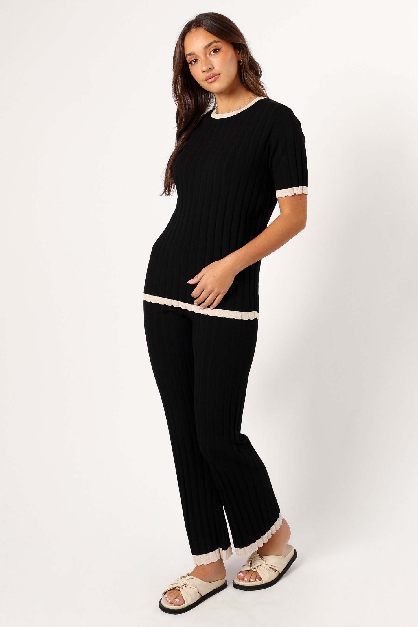 Henrie Knit Set - Black Beige-Sunny Prom