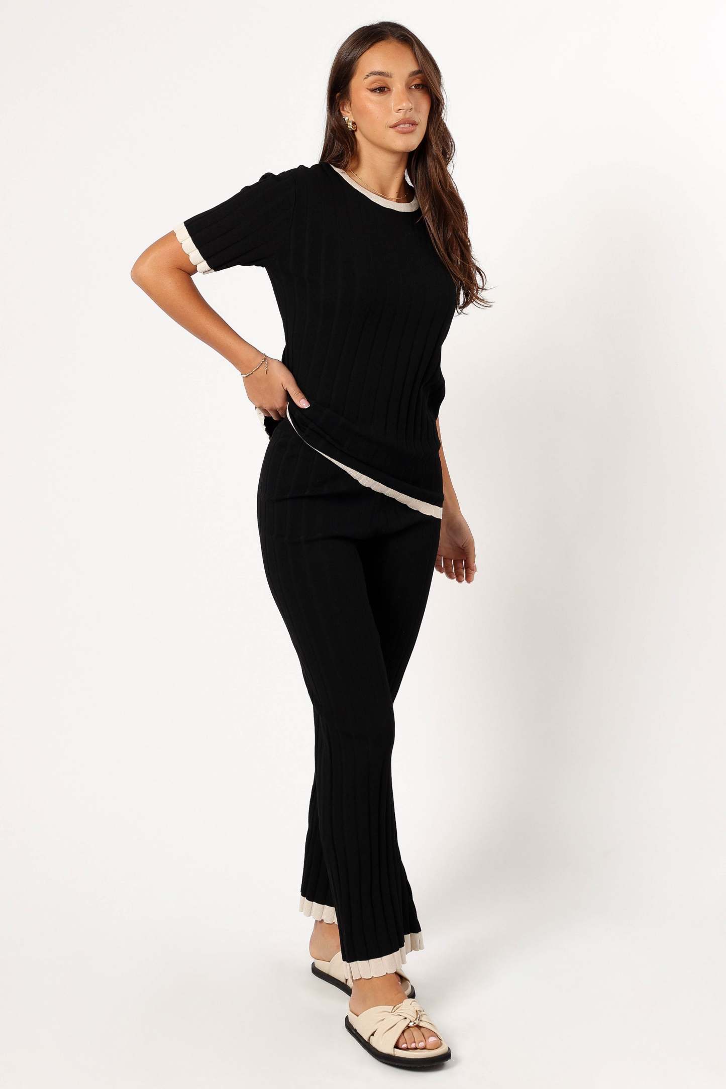 Henrie Knit Set - Black Beige-Sunny Prom