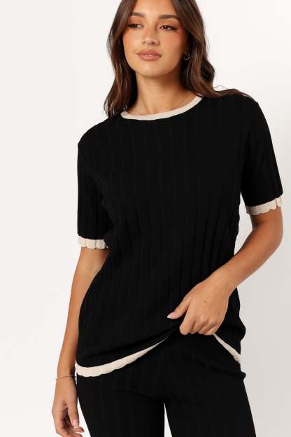 Henrie Knit Set - Black Beige-Sunny Prom