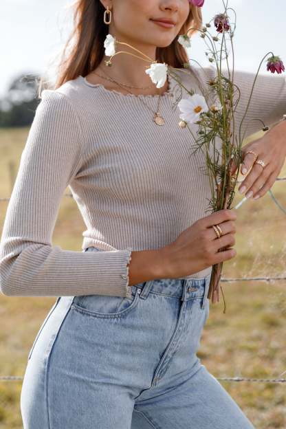 Kya Knit Top - Beige-Sunny Prom