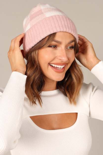Elena Beanie - Pink Gingham-Sunny Prom