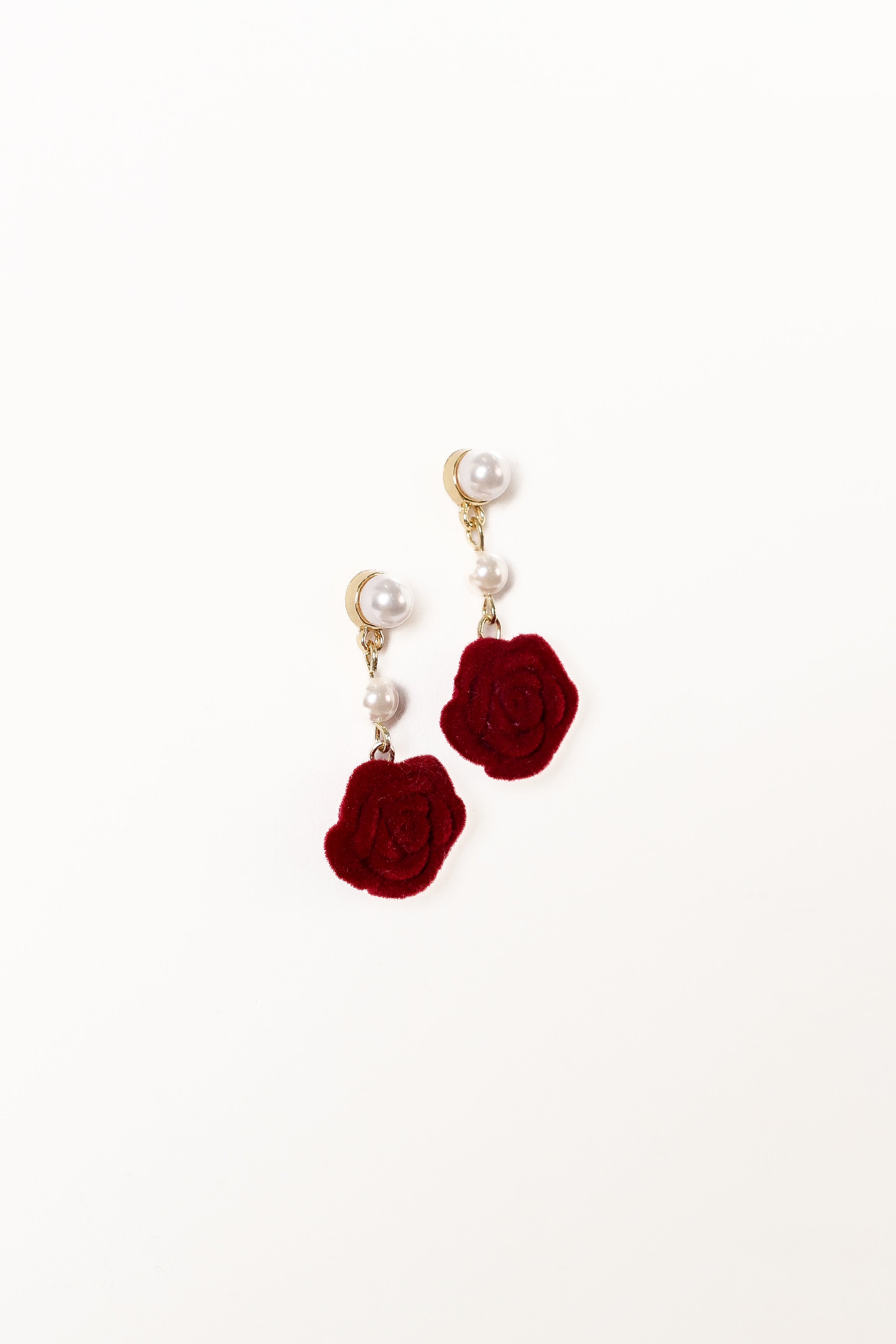 Gema Rose Earrings - Gold Red-Sunny Prom