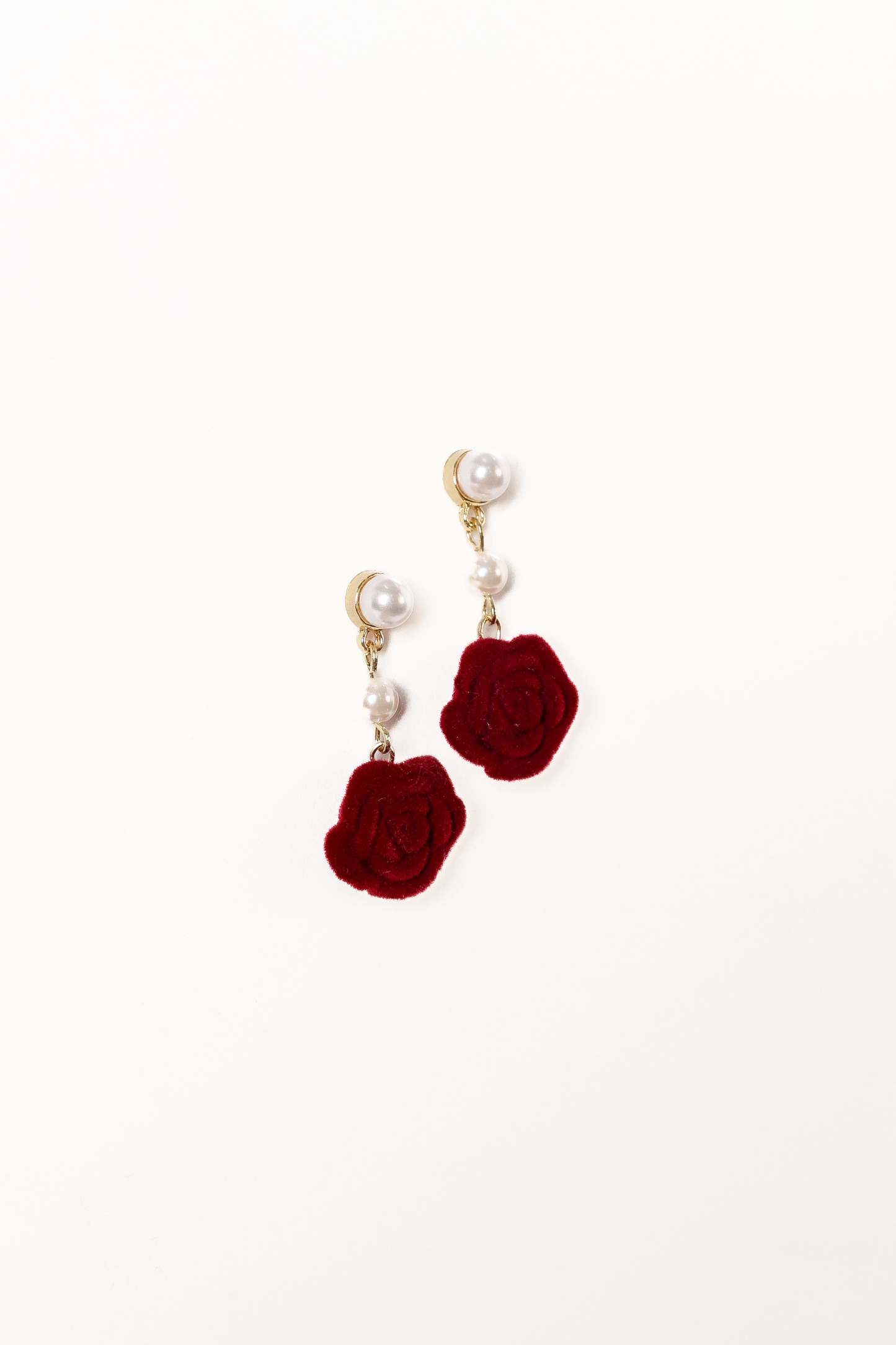 Gema Rose Earrings - Gold Red-Sunny Prom