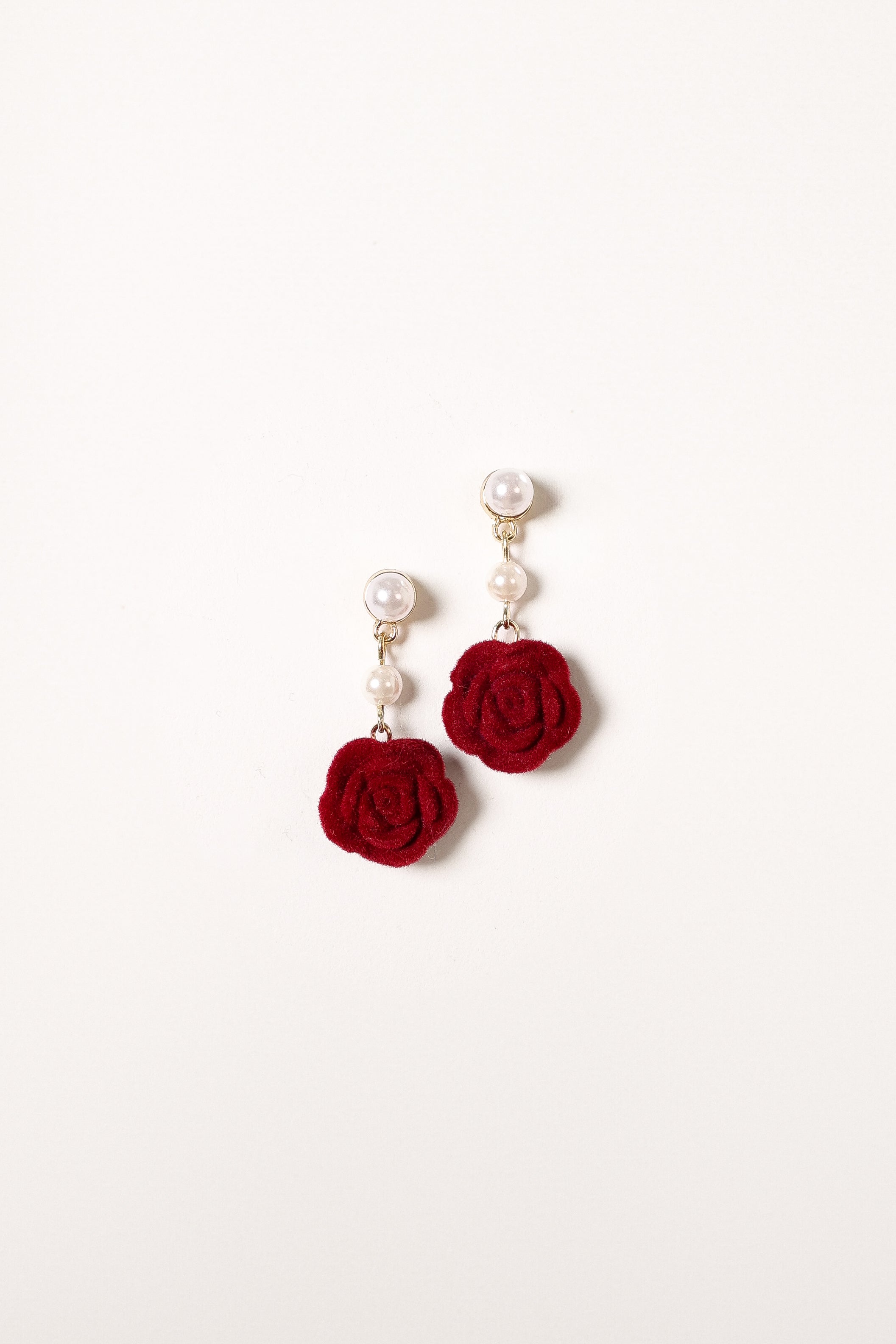Gema Rose Earrings - Gold Red-Sunny Prom