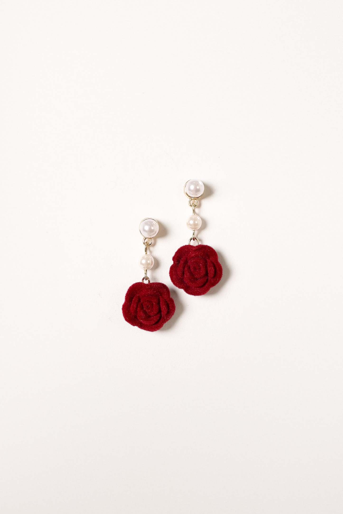 Gema Rose Earrings - Gold Red-Sunny Prom