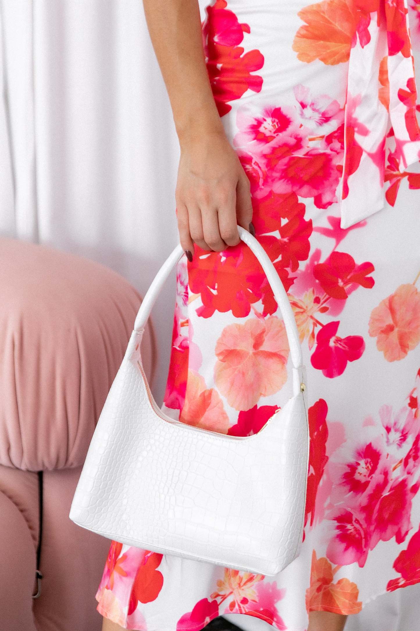 Hunter Shoulder Bag - White Croc-Sunny Prom