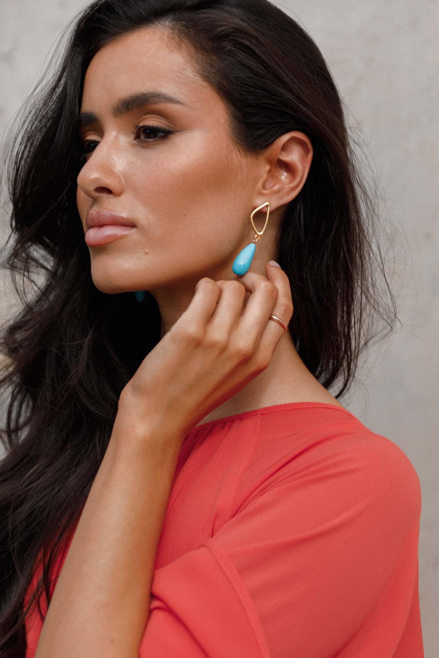 Isabella Turquoise Earrings - Gold-Sunny Prom