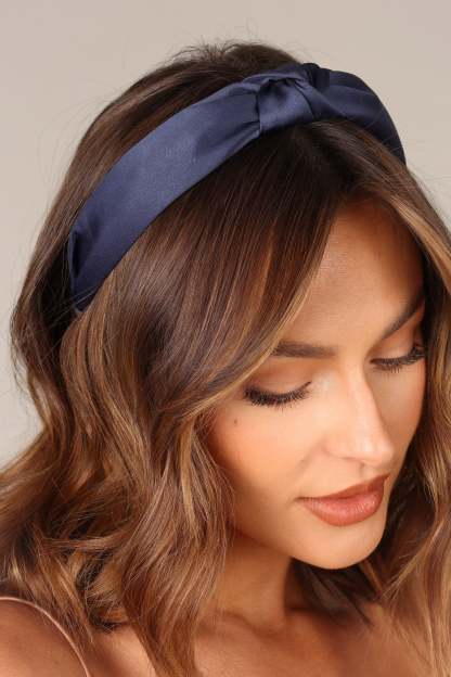Juliana Satin Headband - Blue-Sunny Prom