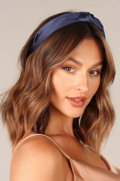 Juliana Satin Headband - Blue-Sunny Prom