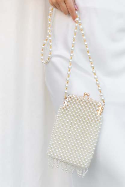 Manon Small Beaded Bag - Pearl-Sunny Prom