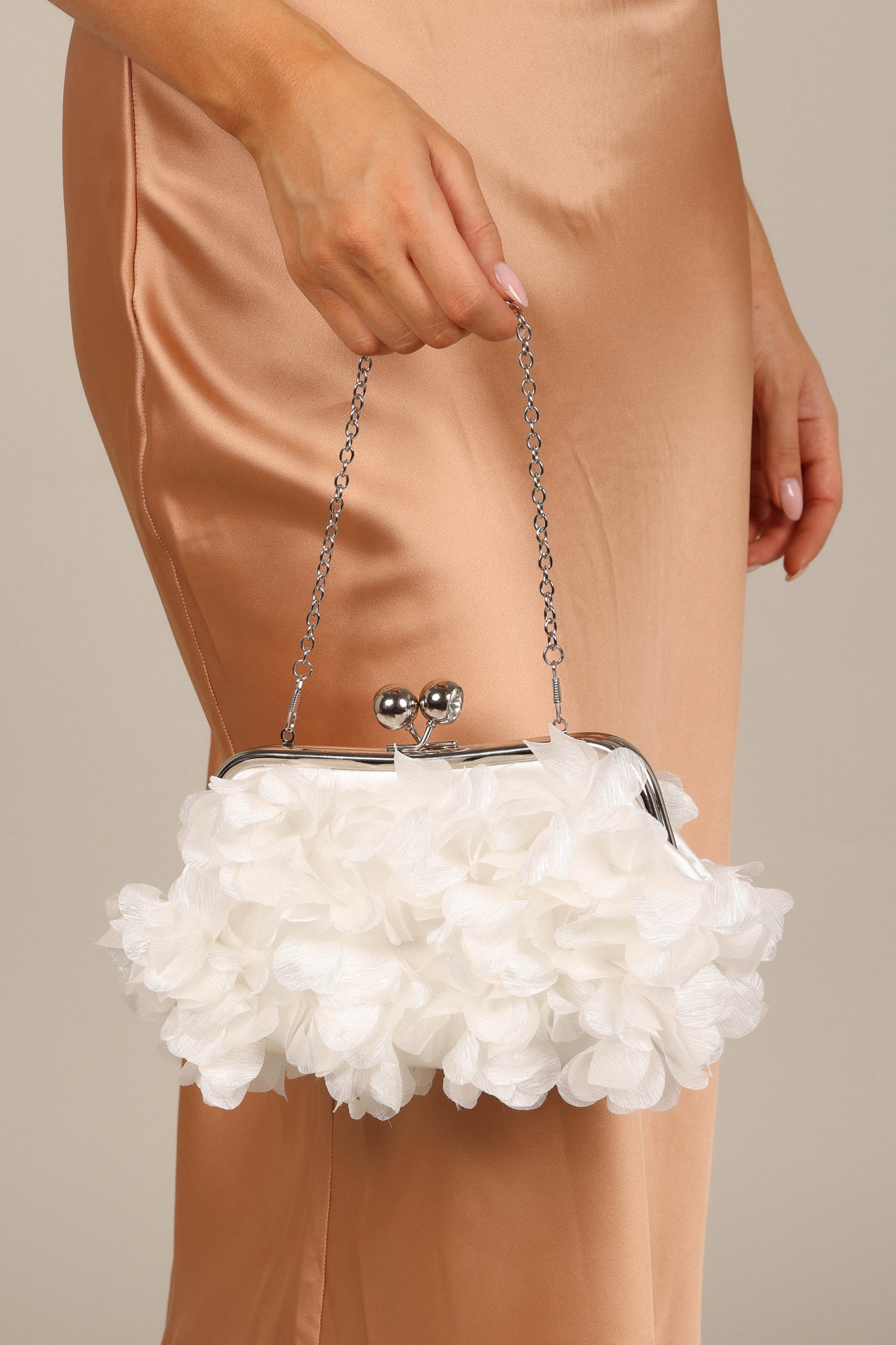 Mon Amour Floral Clutch - White-Sunny Prom