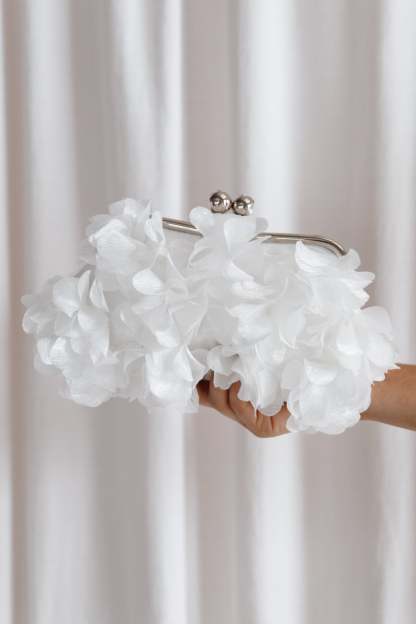 Mon Amour Floral Clutch - White-Sunny Prom