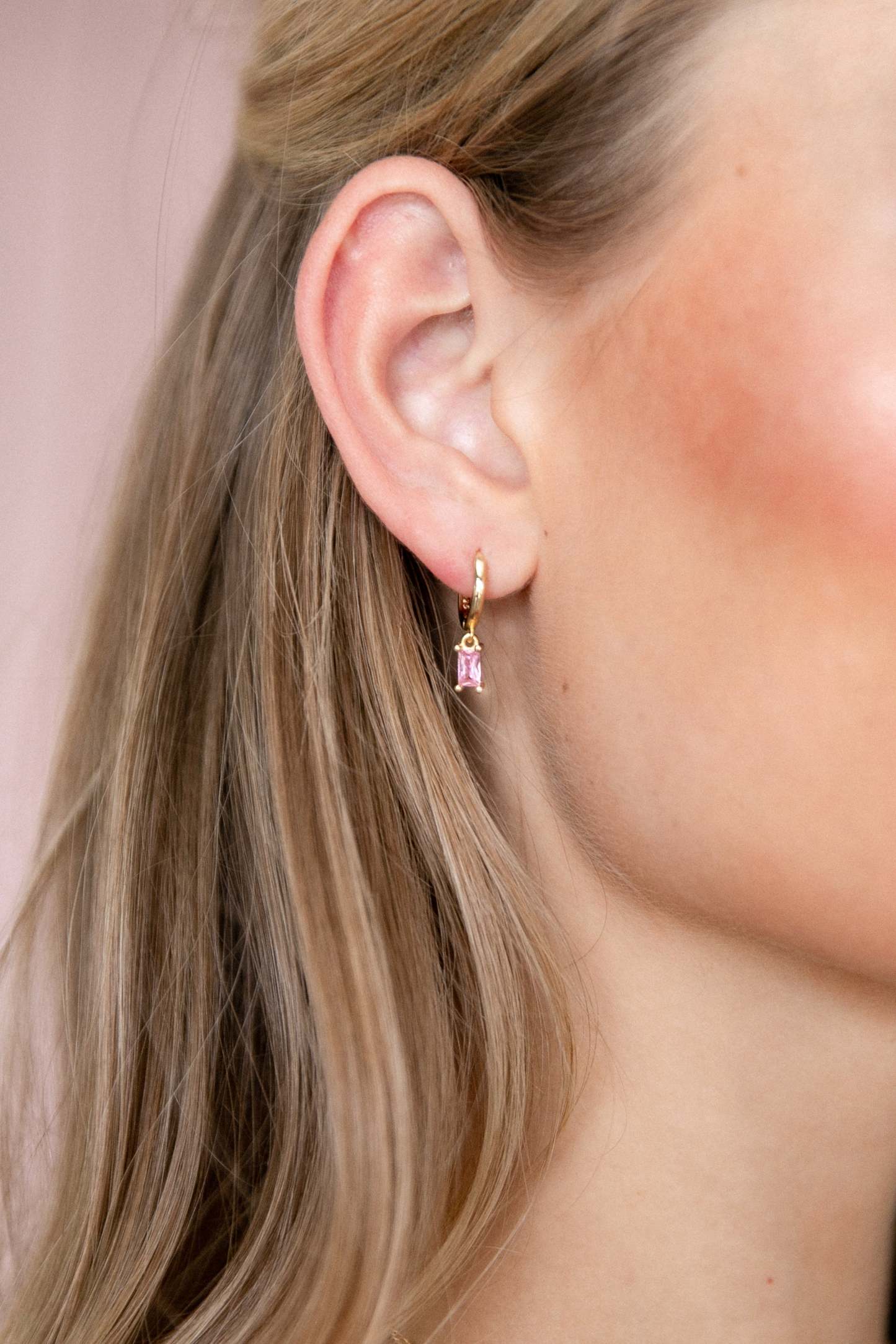 Sadie Drop Earrings - Gold/Pink-Sunny Prom