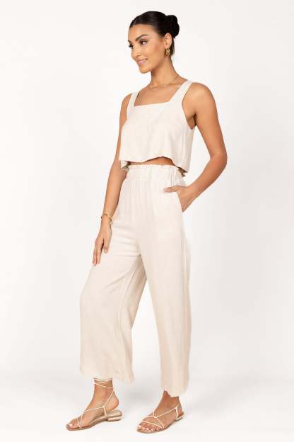 Eleanor High Waisted Pants - Beige-Sunny Prom