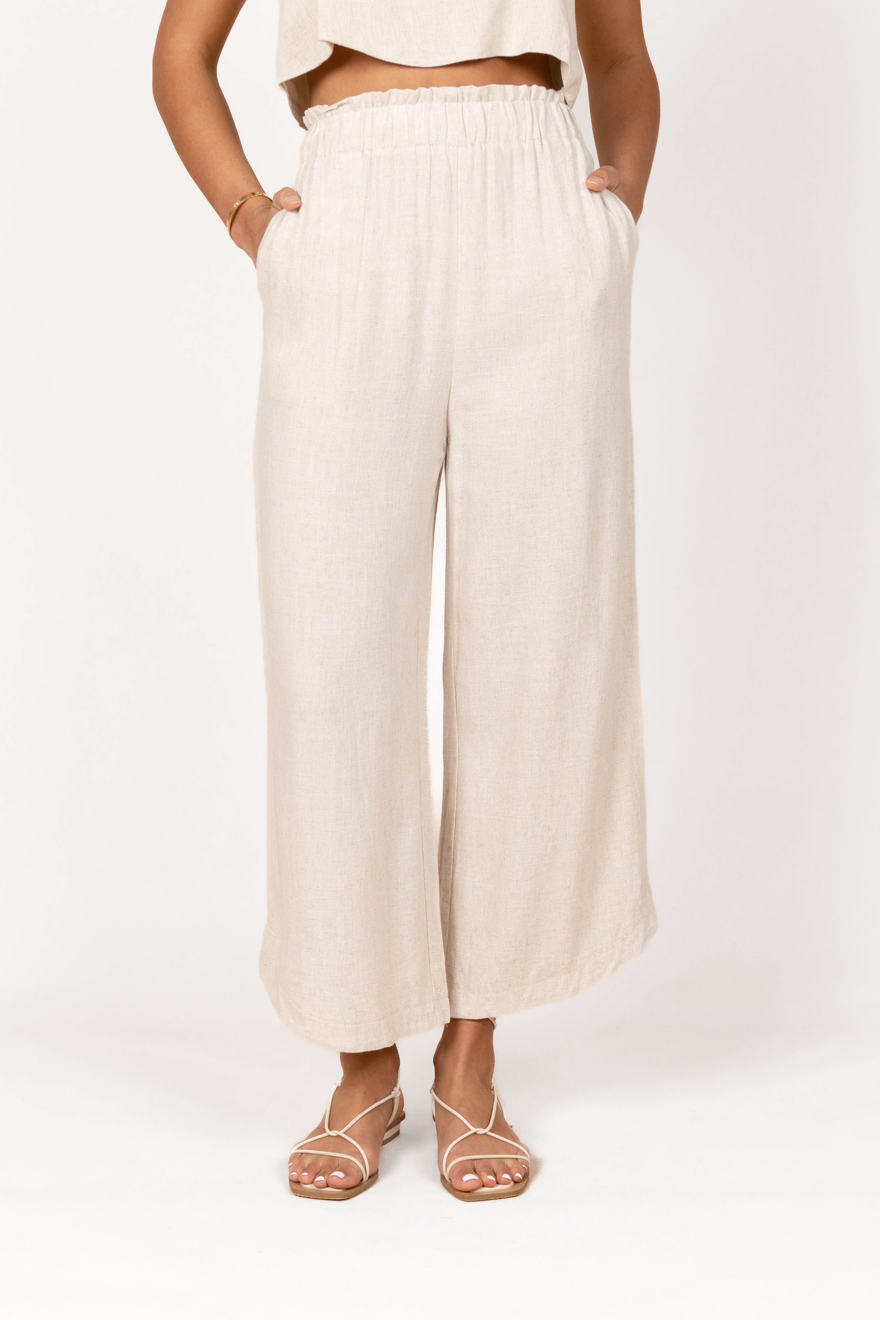 Eleanor High Waisted Pants - Beige-Sunny Prom