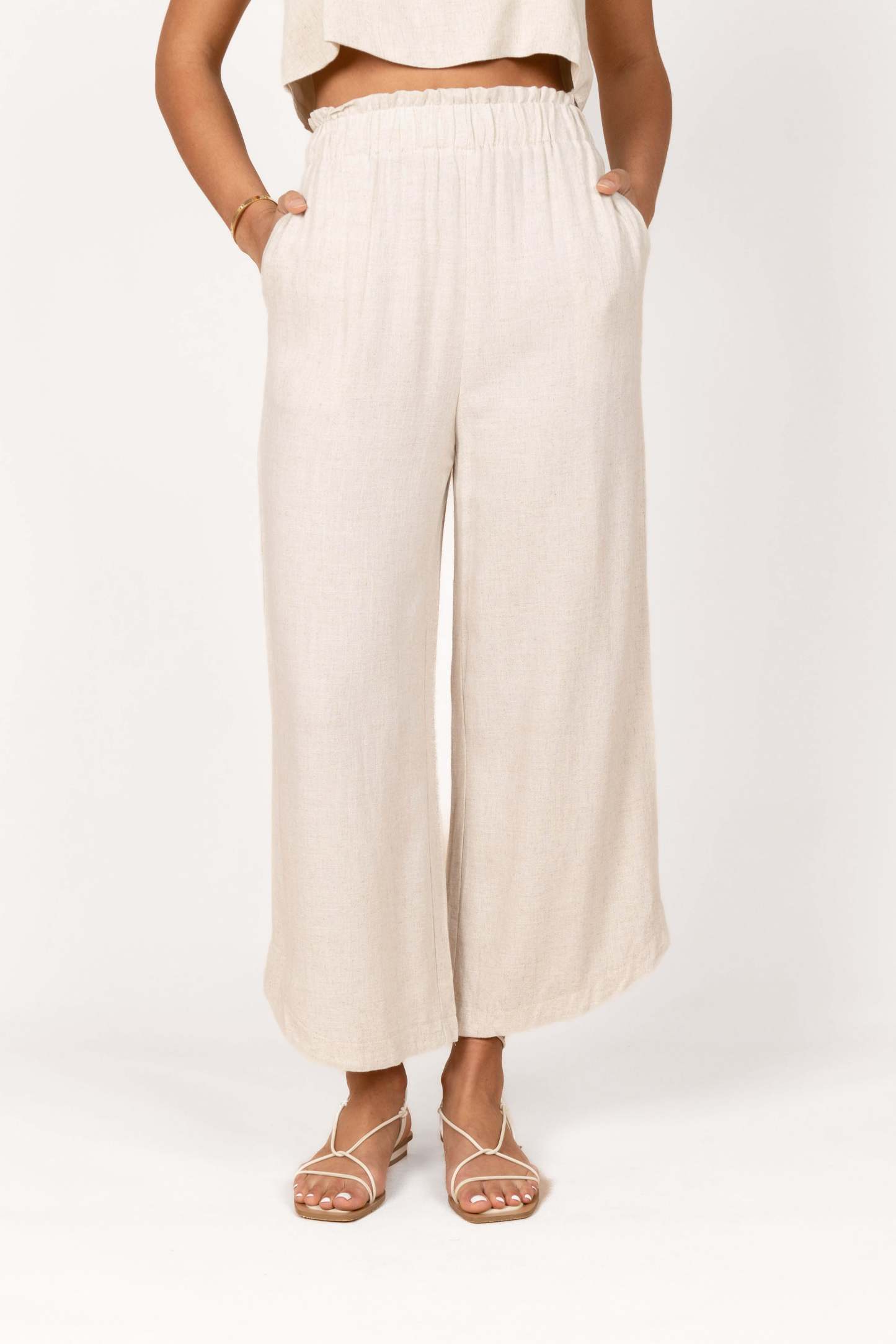 Eleanor High Waisted Pants - Beige-Sunny Prom