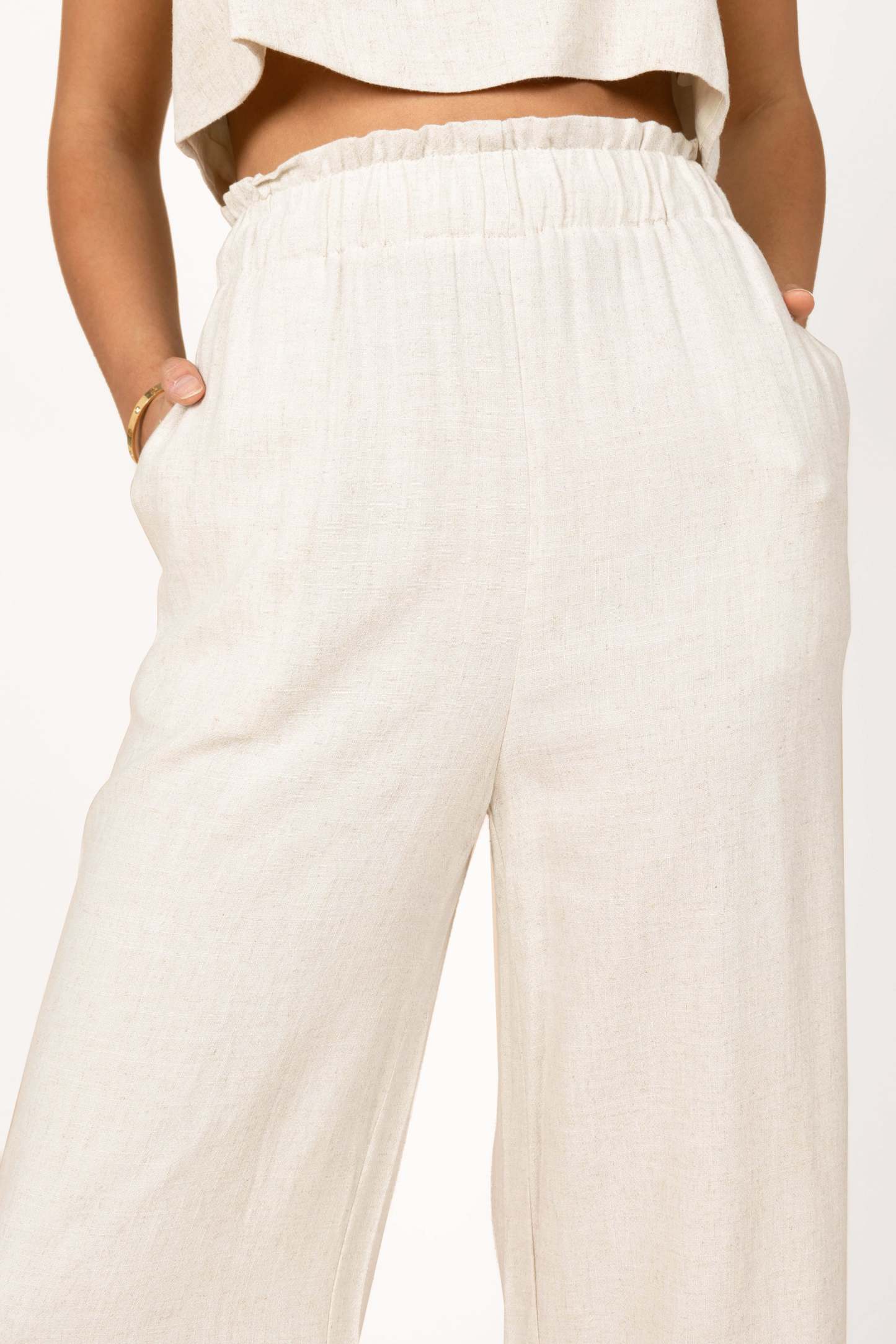 Eleanor High Waisted Pants - Beige-Sunny Prom