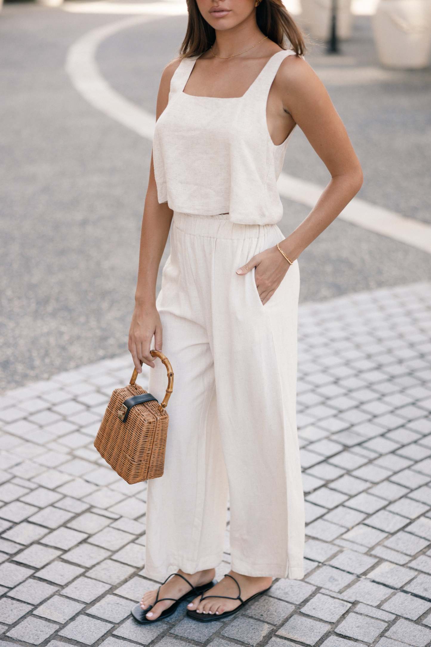 Eleanor High Waisted Pants - Beige-Sunny Prom