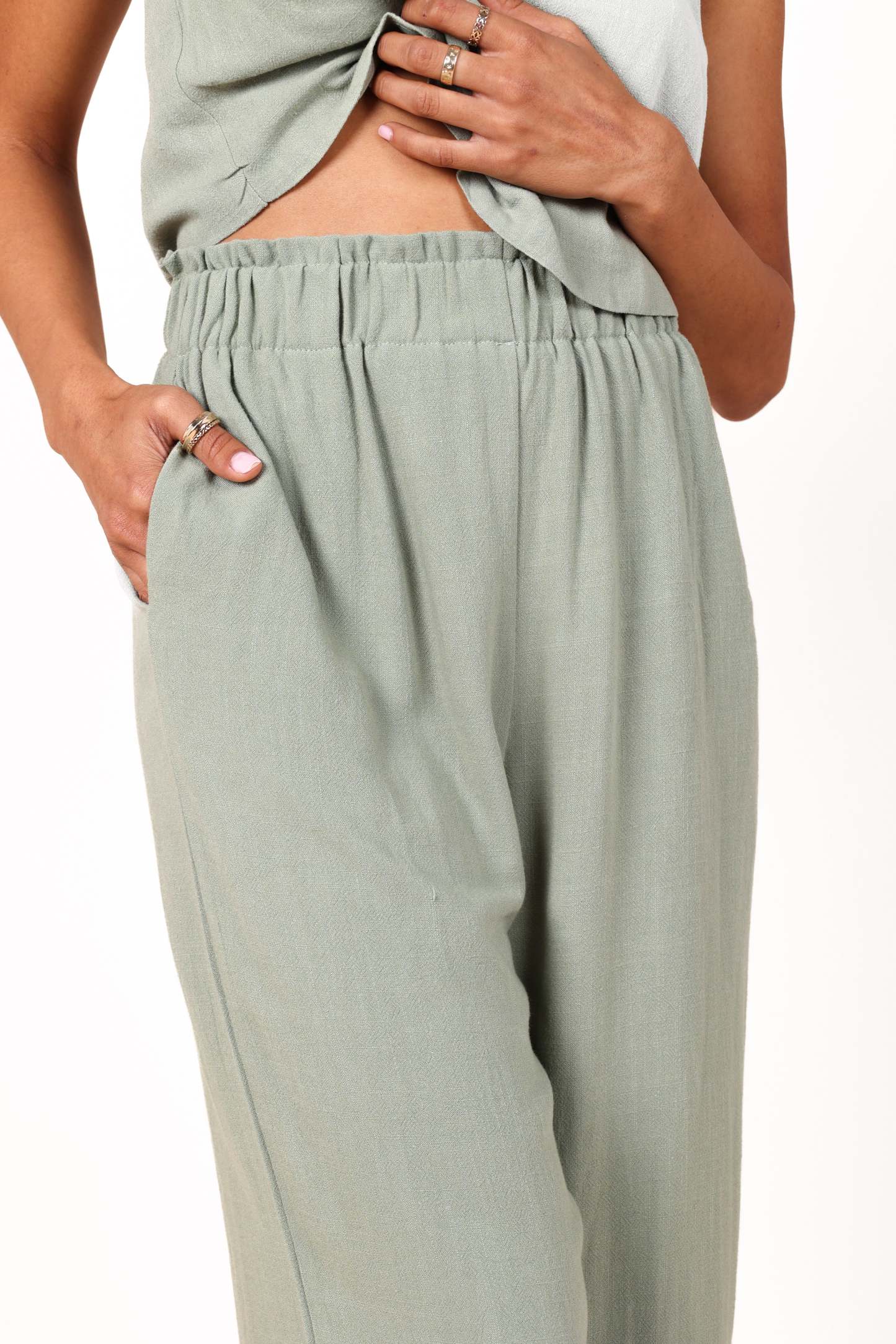 Eleanor High Waisted Pants - Green-Sunny Prom