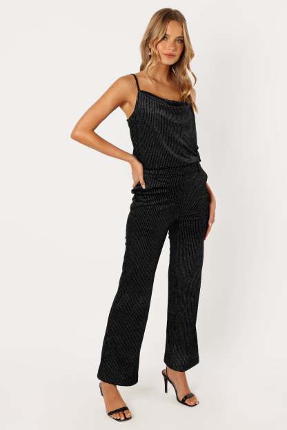 Ensley Velvet Shimmer Top - Black-Sunny Prom