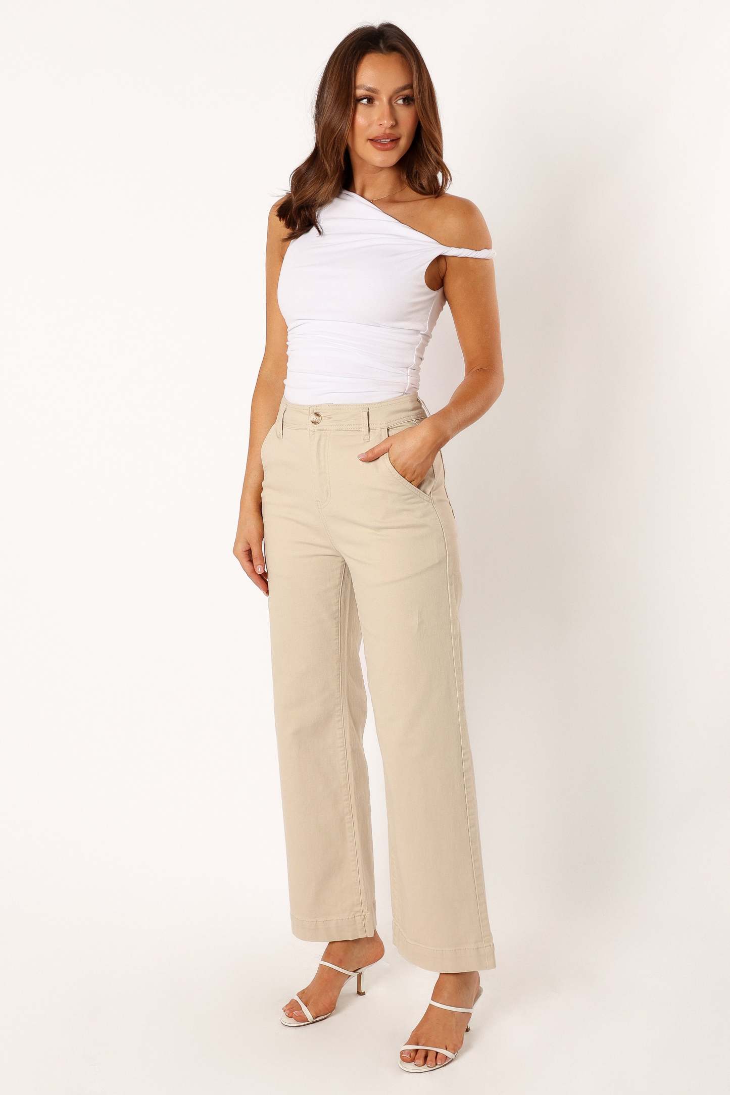 Georgia Wide Leg Pant - Beige-Sunny Prom