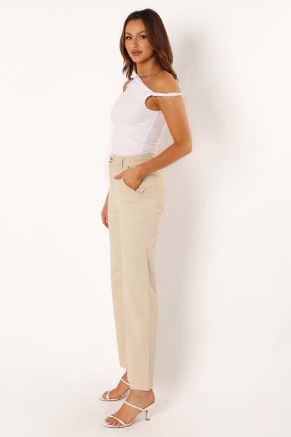 Georgia Wide Leg Pant - Beige-Sunny Prom