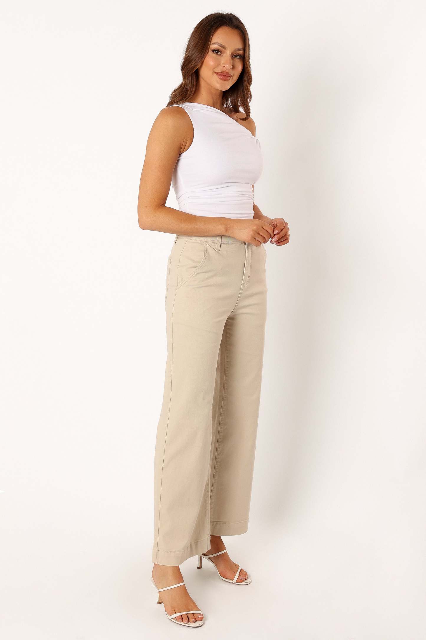Georgia Wide Leg Pant - Beige-Sunny Prom
