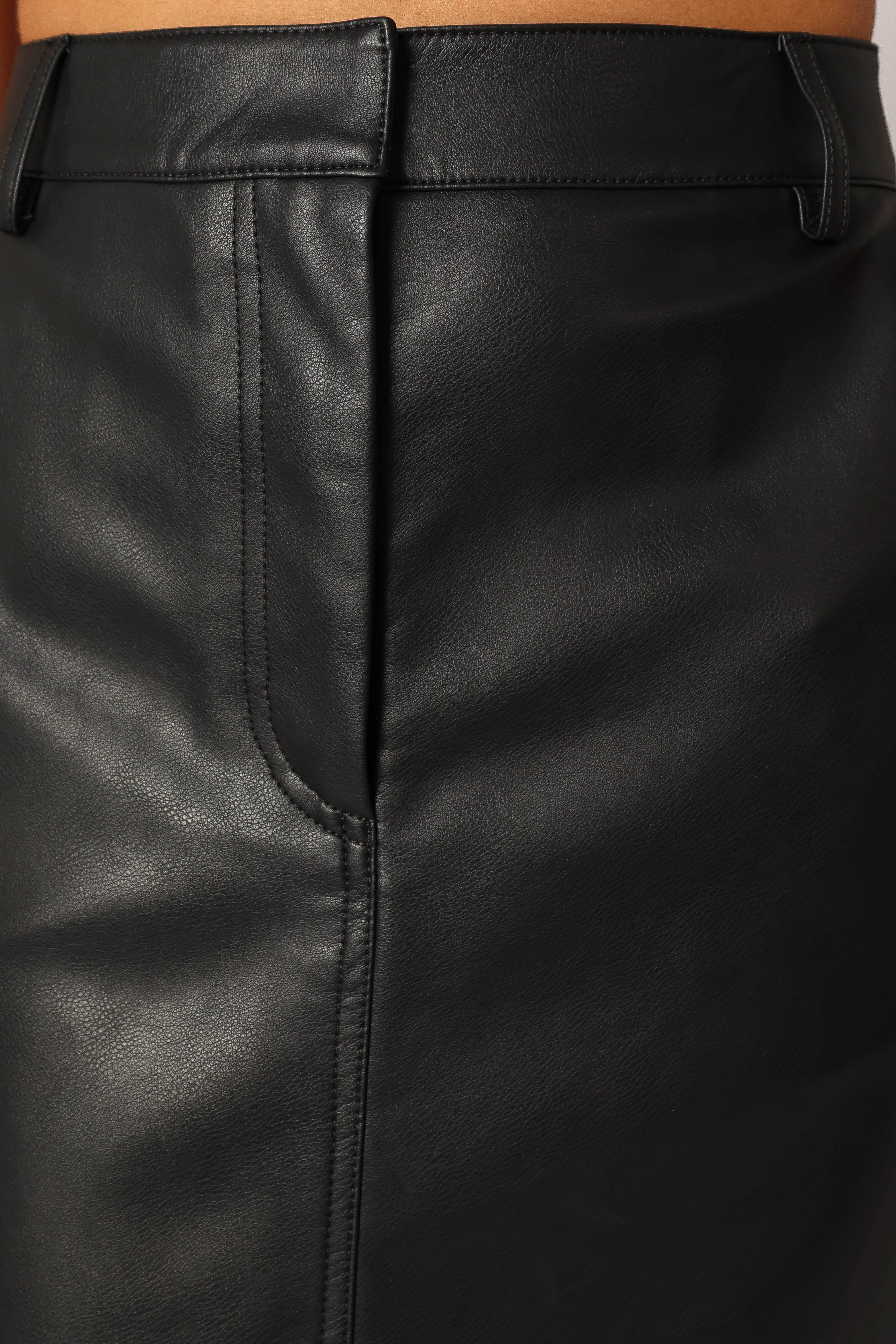 Jade Vegan Leather Column Skirt - Black-Sunny Prom