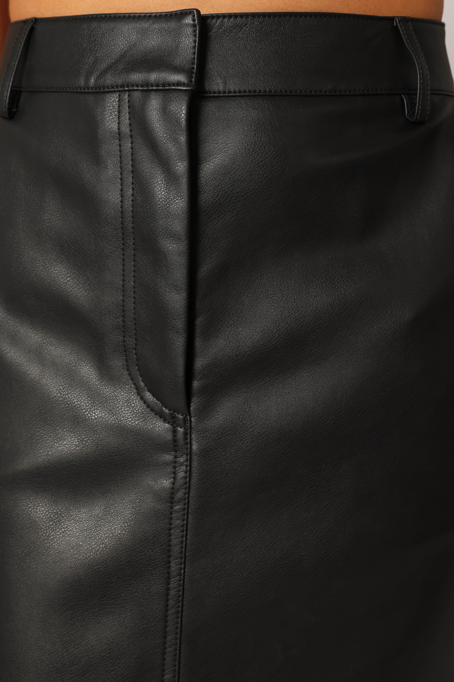 Jade Vegan Leather Column Skirt - Black-Sunny Prom