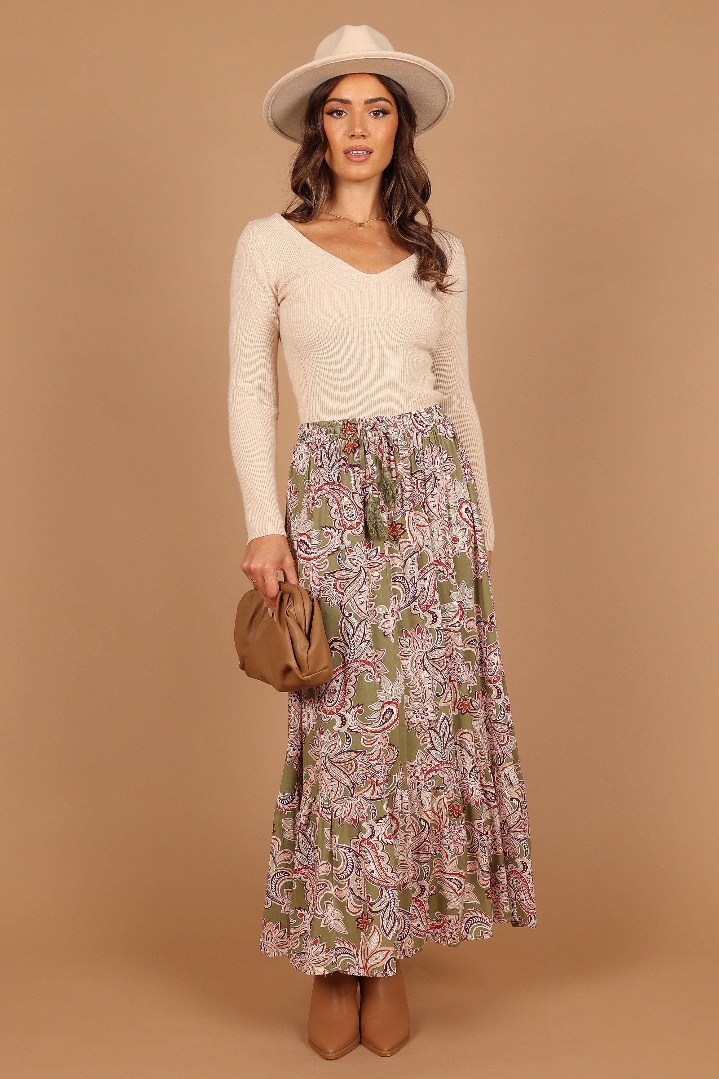 Katherine Skirt - Olive Paisley-Sunny Prom