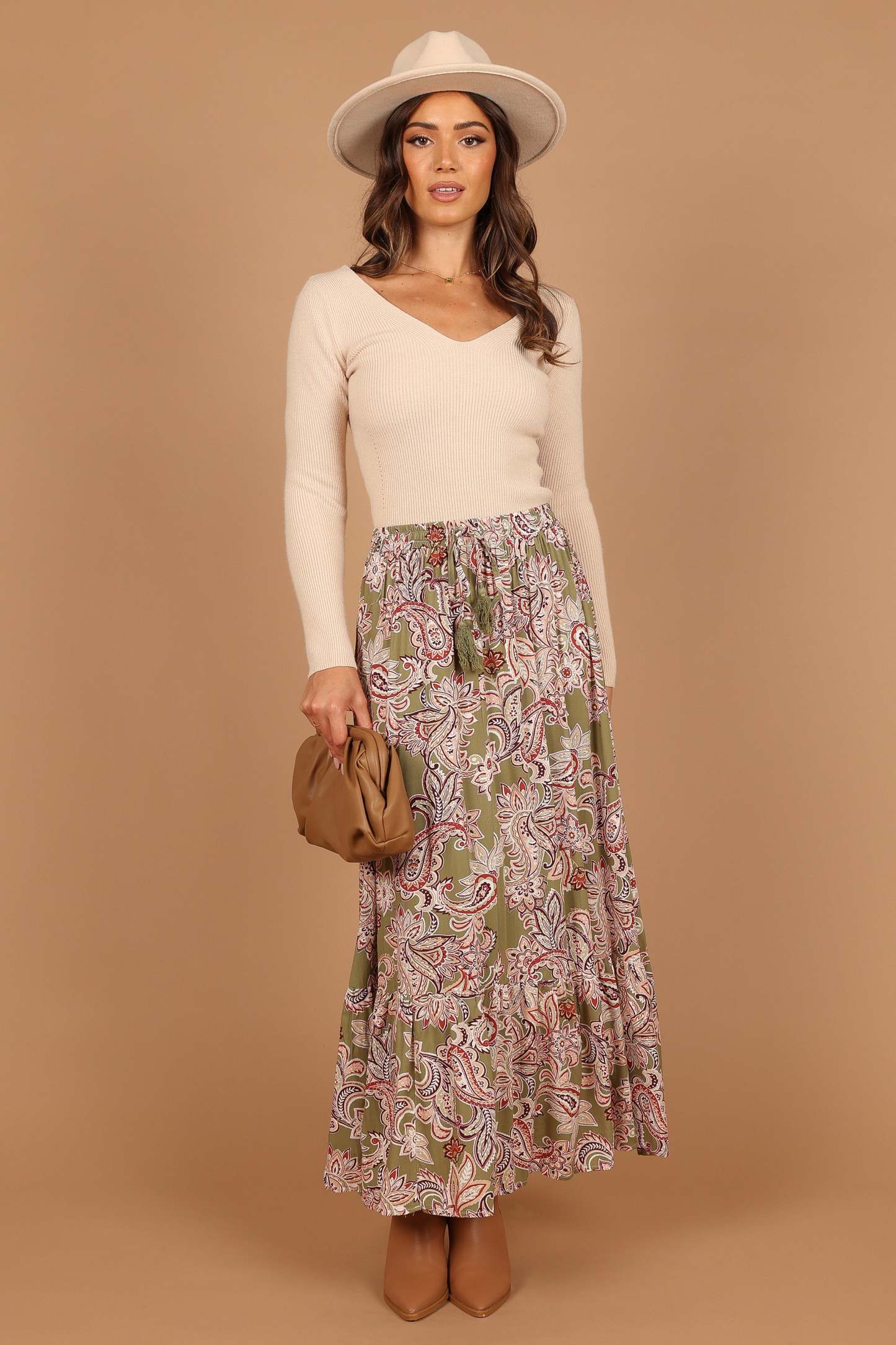 Katherine Skirt - Olive Paisley-Sunny Prom