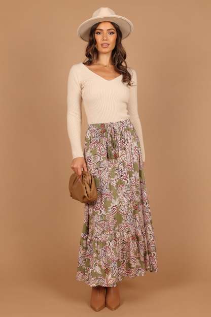 Katherine Skirt - Olive Paisley-Sunny Prom
