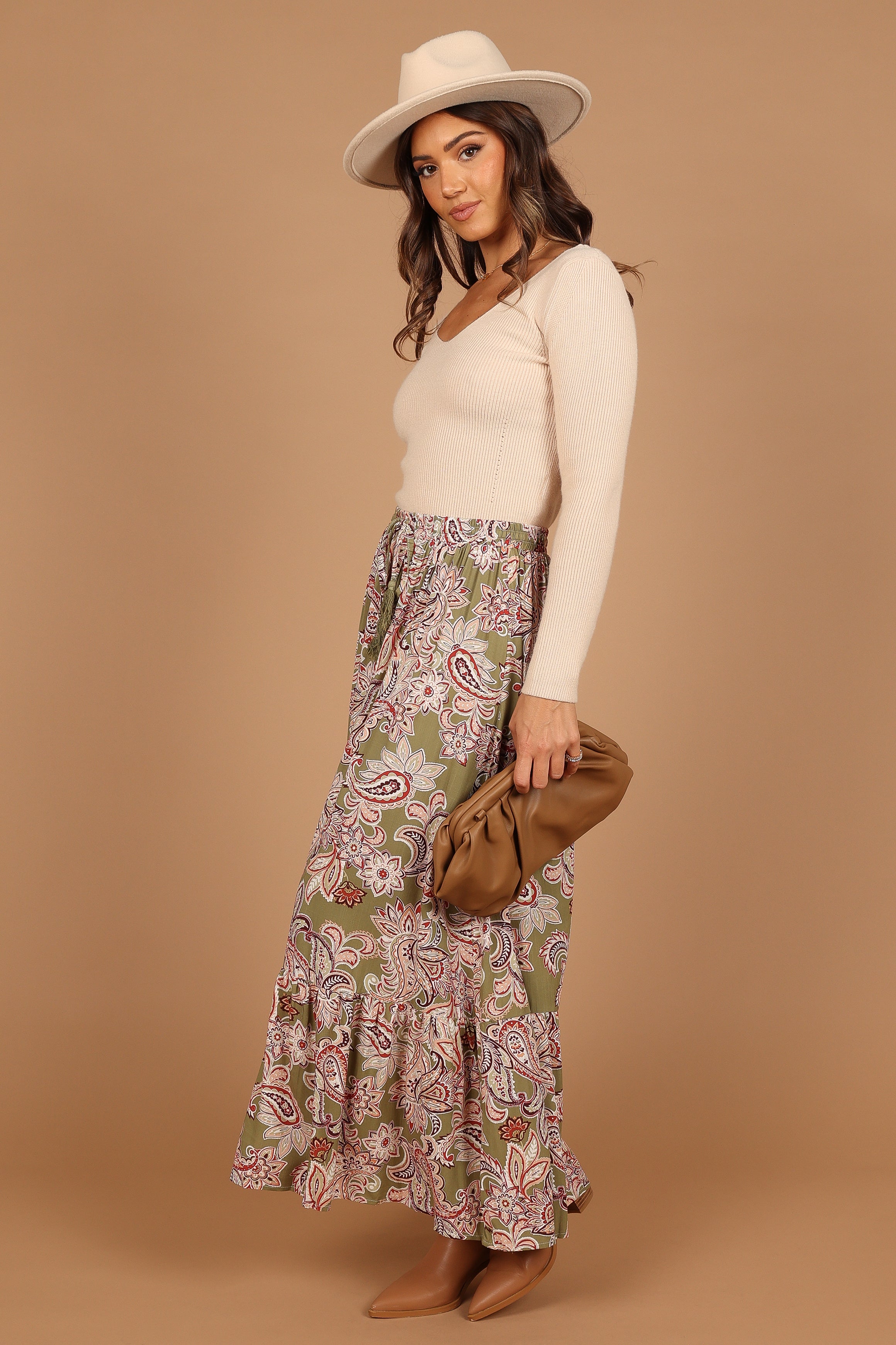 Katherine Skirt - Olive Paisley-Sunny Prom