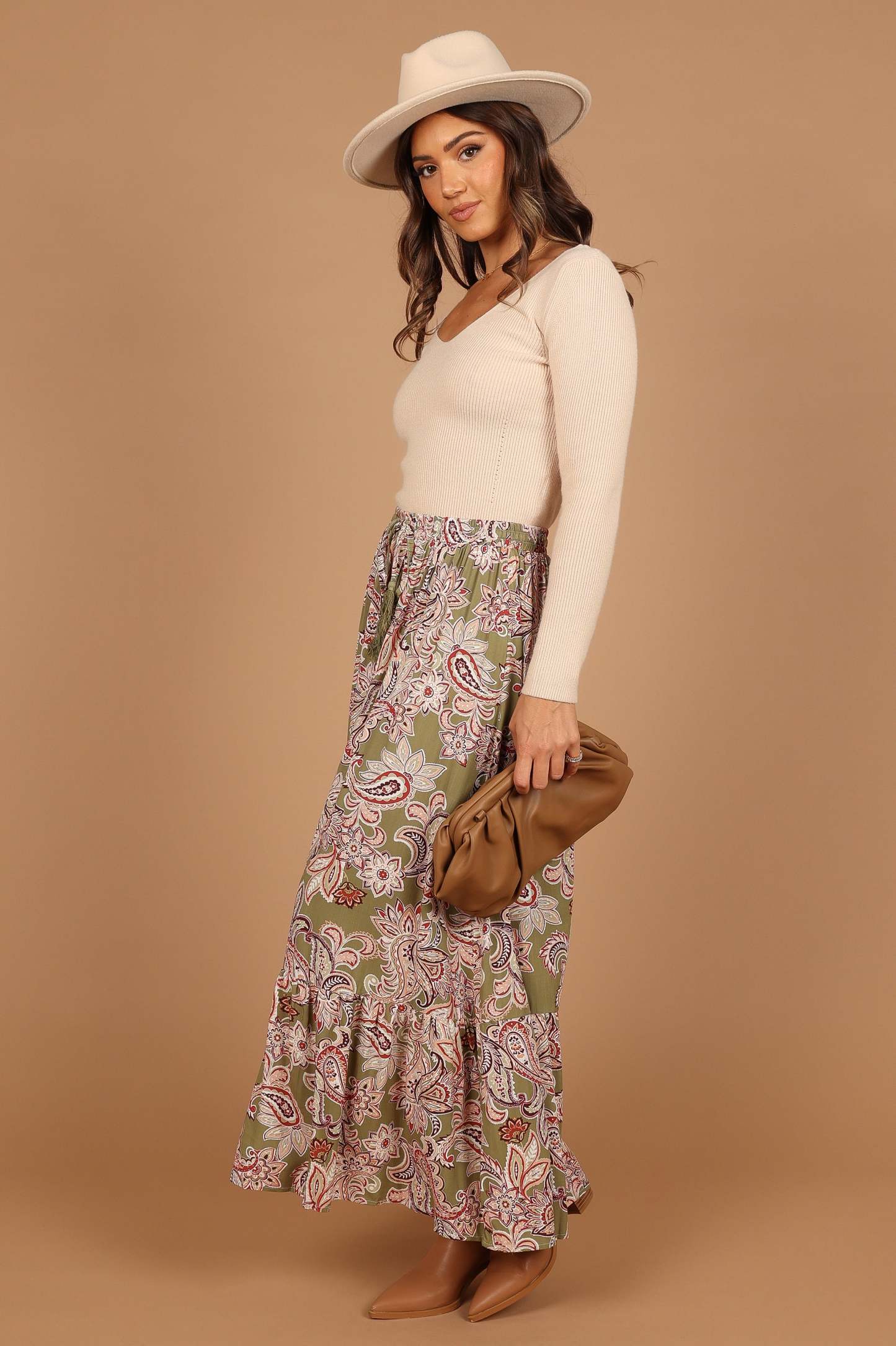 Katherine Skirt - Olive Paisley-Sunny Prom