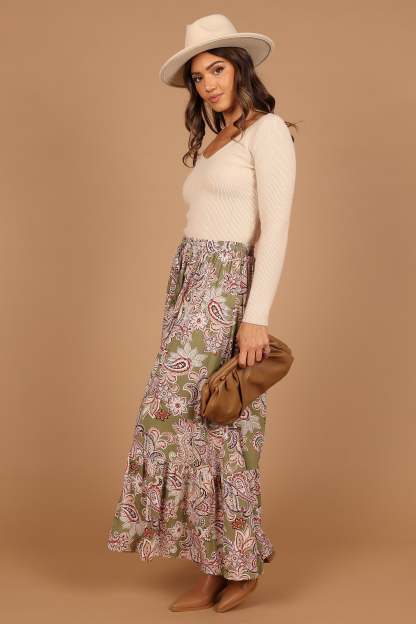 Katherine Skirt - Olive Paisley-Sunny Prom