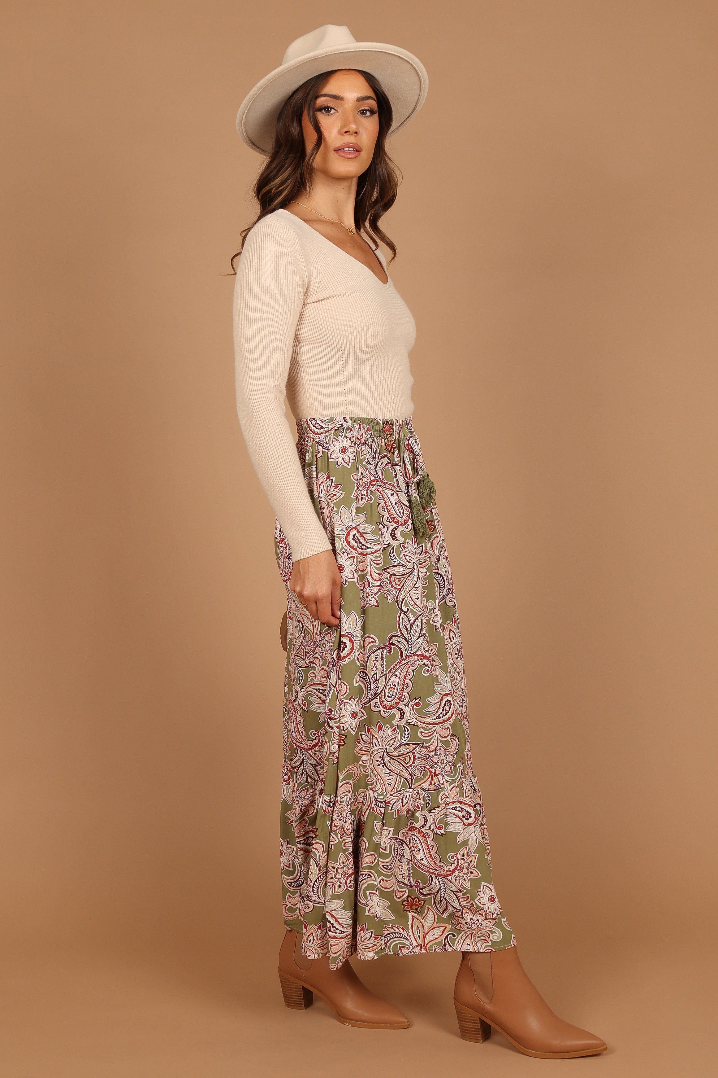 Katherine Skirt - Olive Paisley-Sunny Prom
