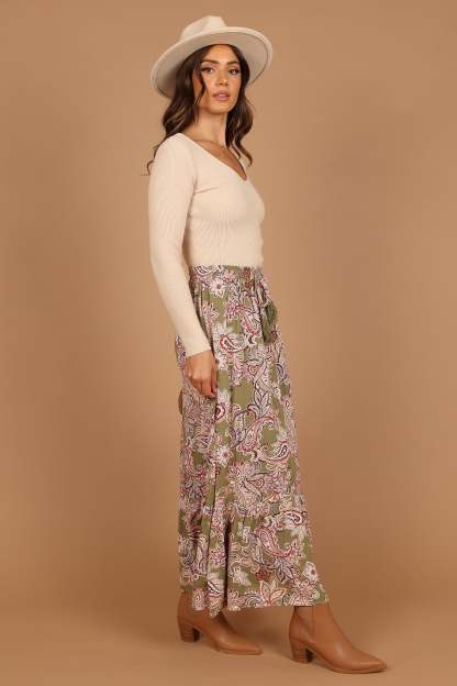 Katherine Skirt - Olive Paisley-Sunny Prom