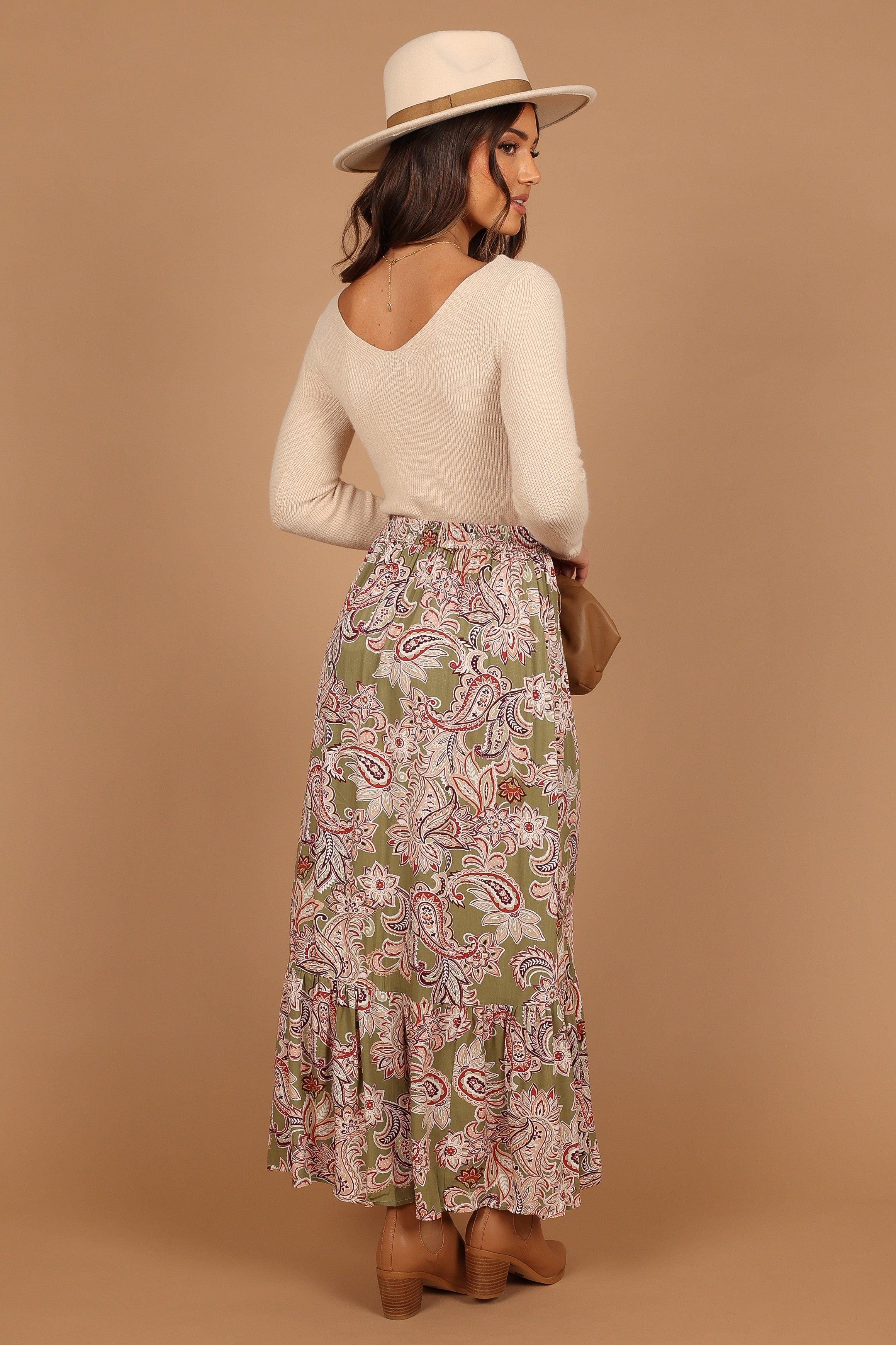 Katherine Skirt - Olive Paisley-Sunny Prom
