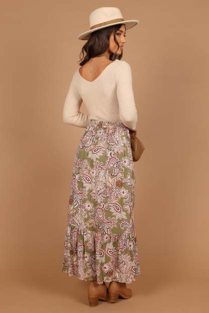 Katherine Skirt - Olive Paisley-Sunny Prom