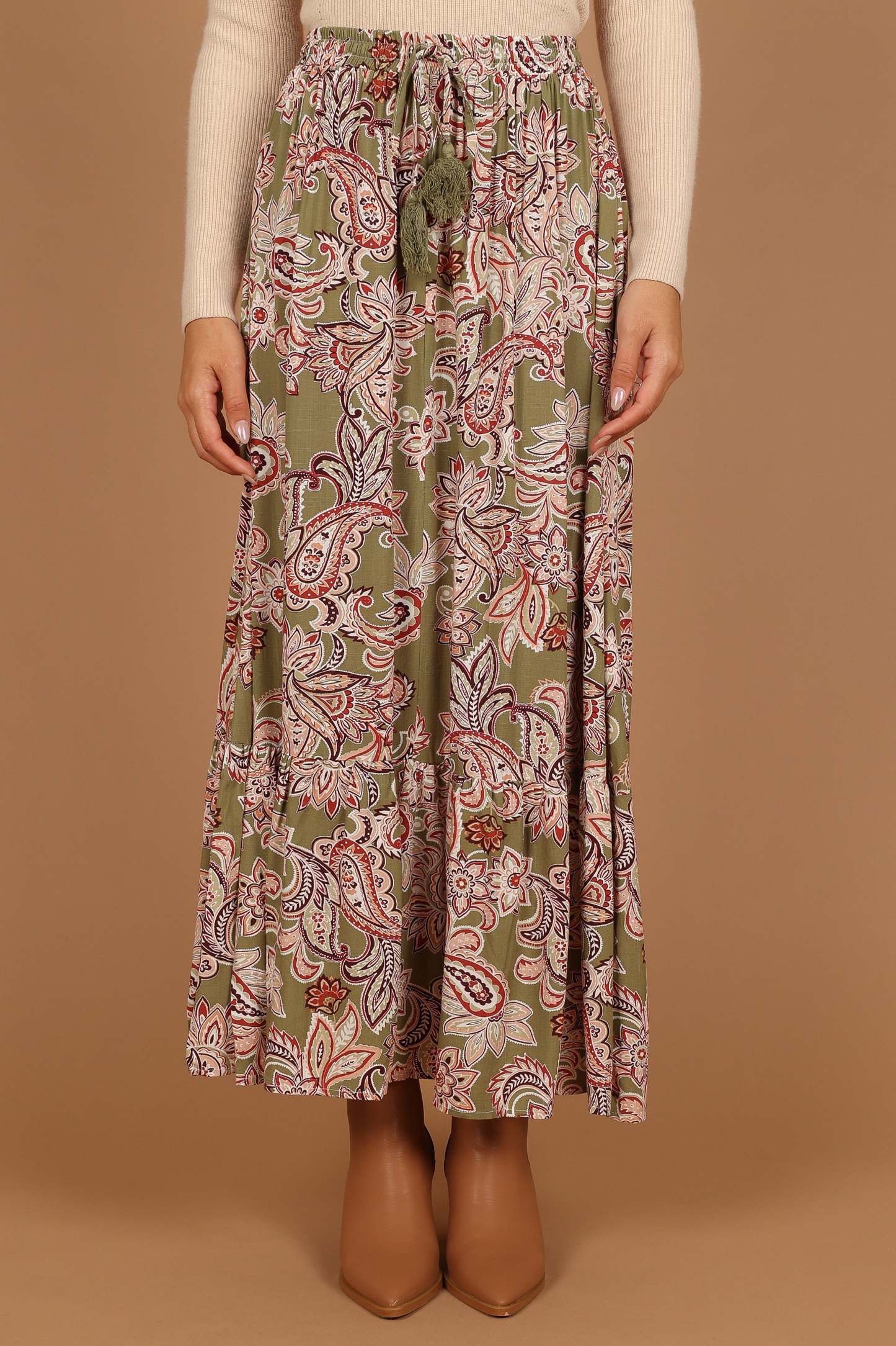 Katherine Skirt - Olive Paisley-Sunny Prom