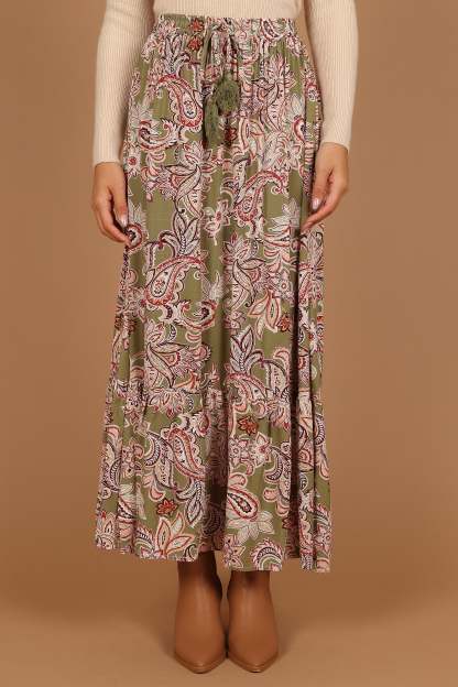 Katherine Skirt - Olive Paisley-Sunny Prom