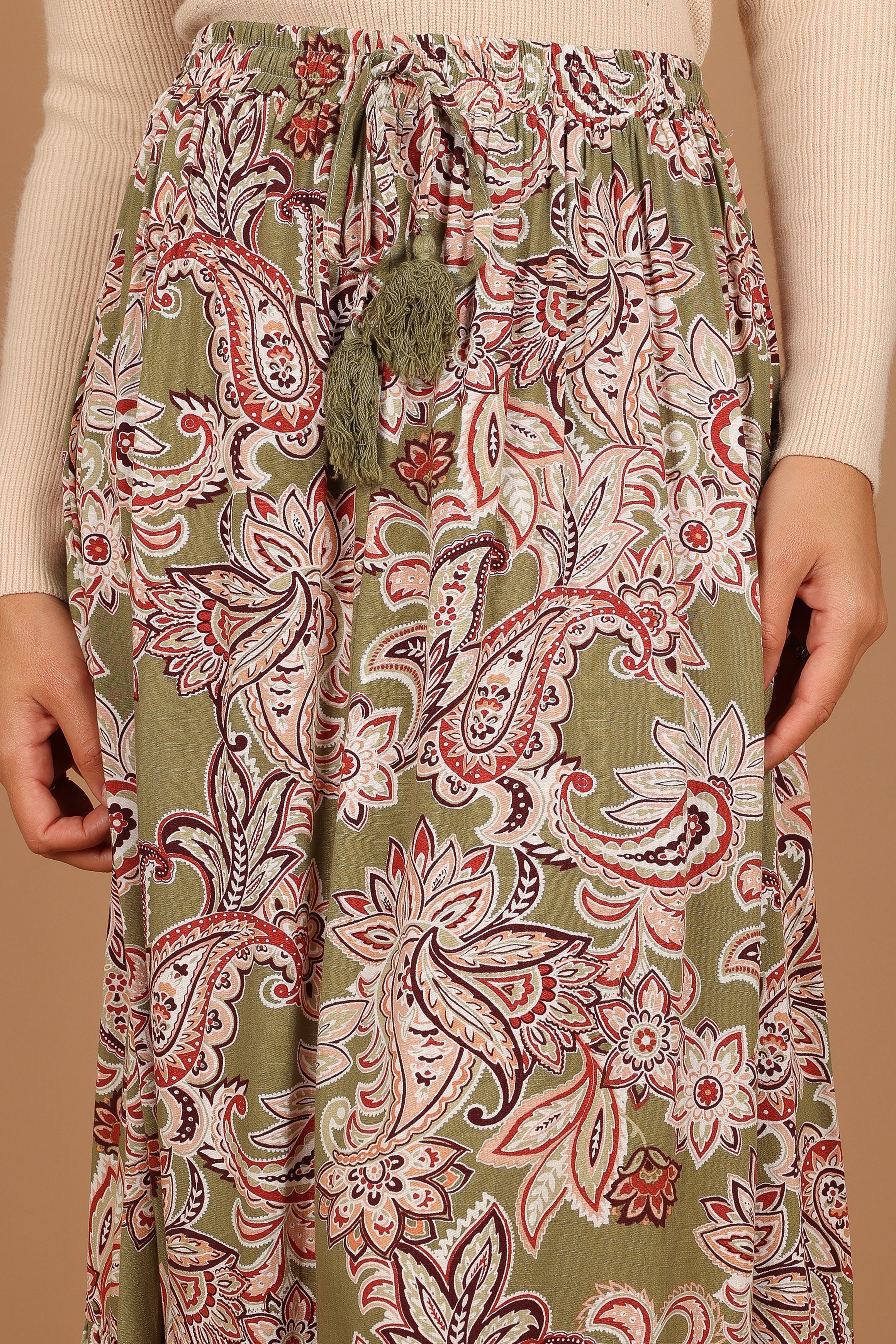 Katherine Skirt - Olive Paisley-Sunny Prom