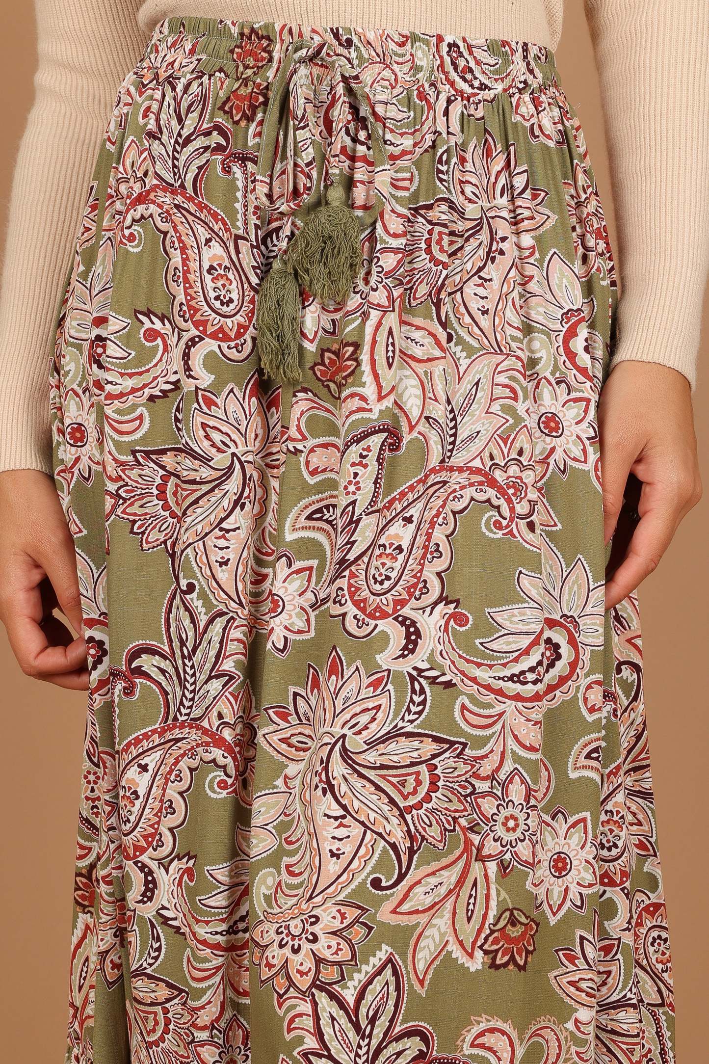 Katherine Skirt - Olive Paisley-Sunny Prom