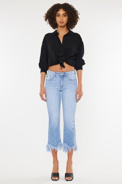 Katie High Rise Crop Bootcut Jeans - Medium-Sunny Prom