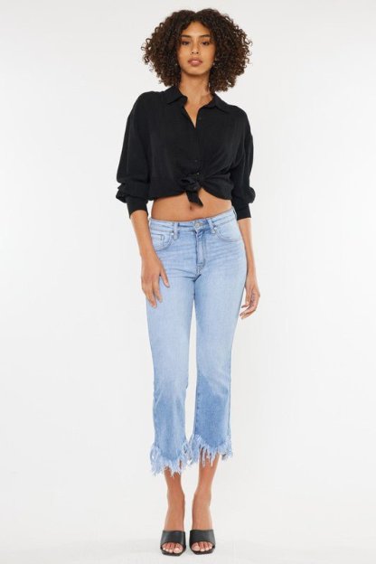 Katie High Rise Crop Bootcut Jeans - Medium-Sunny Prom