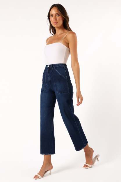Kinsley High Rise Wide Leg Jean - Dark Denim-Sunny Prom