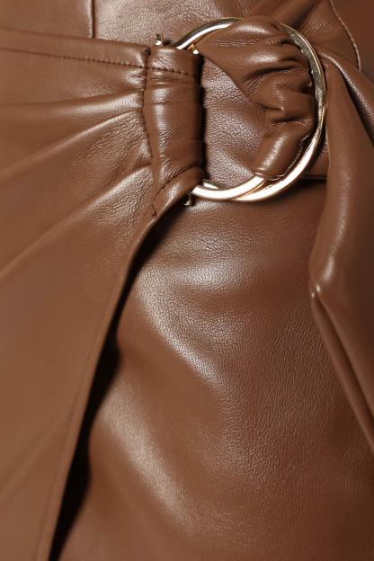 Landry Faux Leather Skirt - Brown-Sunny Prom