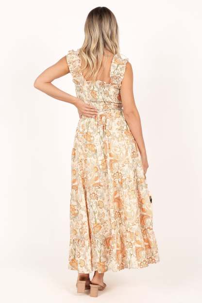 Leo Maxi Skirt - Tan Floral-Sunny Prom