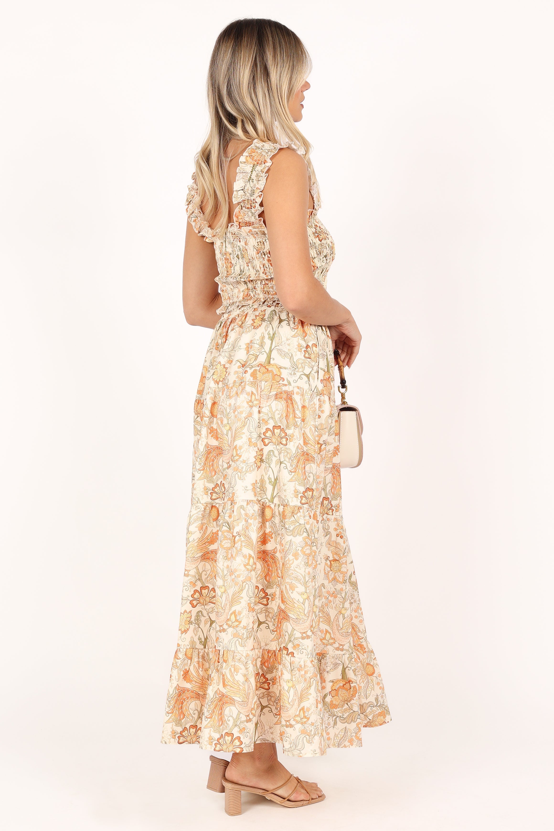 Leo Maxi Skirt - Tan Floral-Sunny Prom