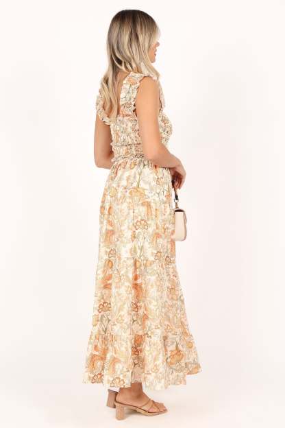 Leo Maxi Skirt - Tan Floral-Sunny Prom
